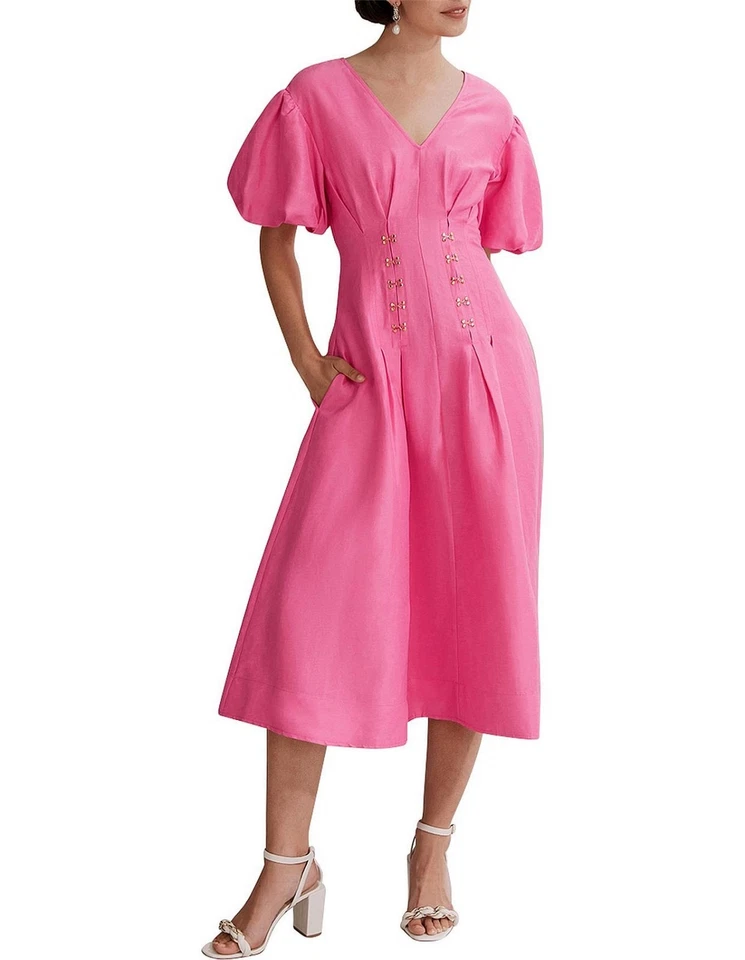 Country Road Hot Pink Midi Dress New With Tags 16 - image 2 of 4