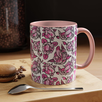 Floral Penis Mug   Funny Adult Humor Naughty Accent Coffee Cup