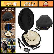 Cowboy Hat Storage Case - Hard Shell Box for Brims Up to 4.75'' - Adjustable Str