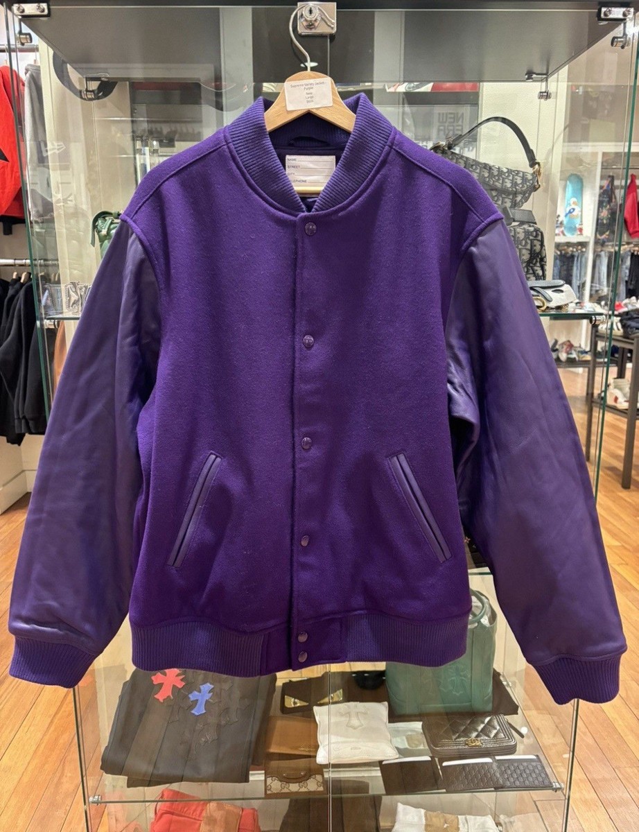 SUPREME Motion Logo Leather Wool Varsity Jacket Size Large Box 
