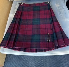 Vintage Girls O  Neil of Dublin Burgundy Tartan Kilt Skirt Ireland 26