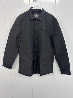 Victorinox Men's Black Quilted Down Shirt Jacket Snap Button Front Size Large