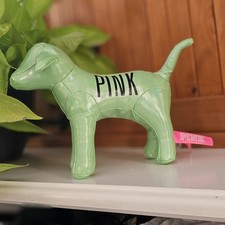 Pink by Victoria's Secret Iradescent Green Dog Stuffed Animal Plush Metallic