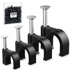 200 Pcs Cable Clips 4/6/8/10mm Nail in 4mm, 6mm, 8mm, 10mm, Black
