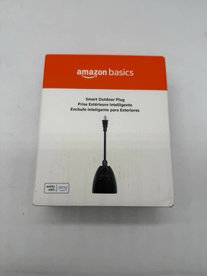 Amazon Basics Outdoor Smart Plug with 2 Individually Controlled Black-NEW