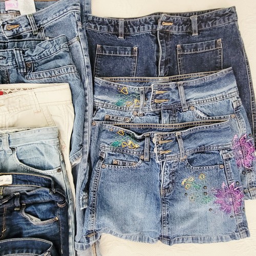 19 Pairs Bulk Resale Lot- Girls Denim Jeans Shorts Skorts Sizes 10, 12, 14/16 - Picture 8 of 11