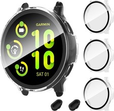 Garmin Vivoactive 5 Cases 3 Pack with Tempered Glass Screen Protector AIDOWU