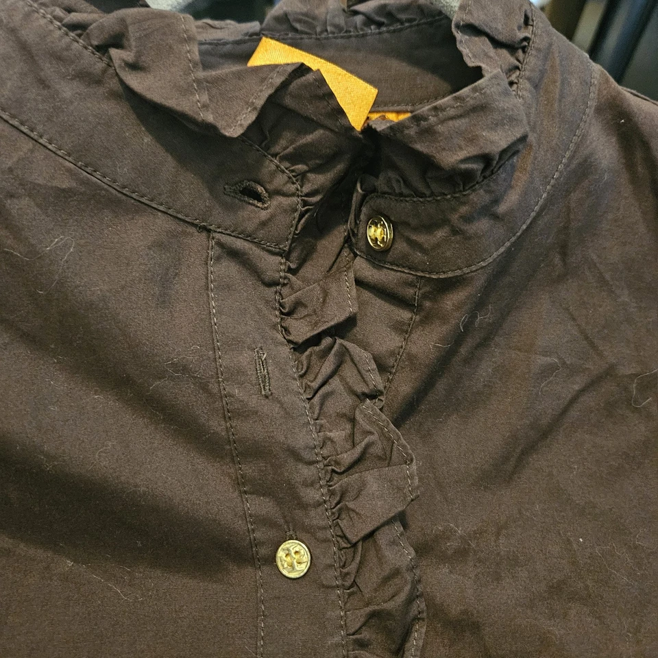 Платье-рубашка Tory Burch коричневое с оборками воротник хлопок женское размер 8 - Изображение 2 из 4