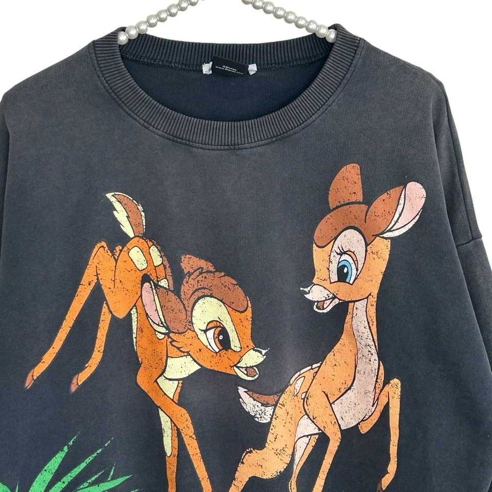 Moletom Zara Disney Bambi pequeno gráfico grunge caprichoso tamanho grande retrô - Imagem 3 de 4
