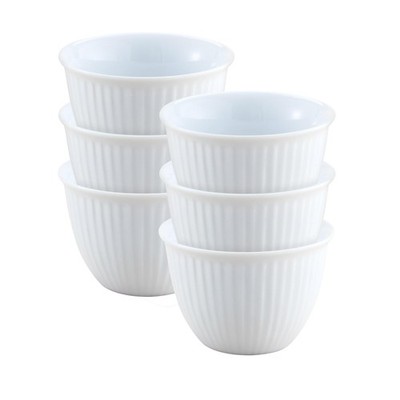 HIC Kitchen Ribbed Custard Cup Set, Fine Porcelain, 5-Ounce, Set of 6