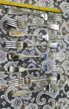 🤪SET OF 8 TOWLE c1977 HAMMERSMITH PATTERN SILVERPLATED "8 1/8" DINNER FORKS 🍽