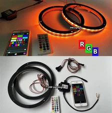 JHB Pair of 6.5" RGB Color LED Car Sound System Subs LED Speaker Ring Lights Set