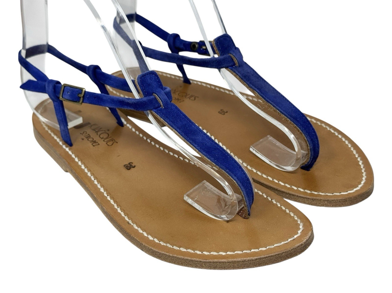 APL Sandalo K. Jacques St. Tropez Picon blu pelle scamosciata slingback EU 39 US 8 5 9