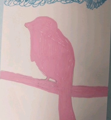 Pink Bird ACEO Original Acrylic Painting IMPRESSIONISM Whimsical Animals 