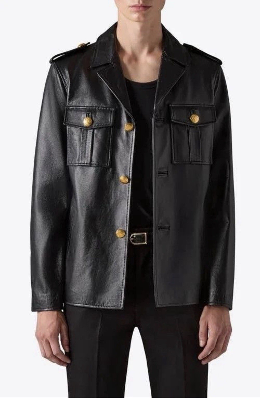 $ 1700 NWT BLK DNM Leather Jacket 175 Black Mens Size EU 48 USA 38 image 9