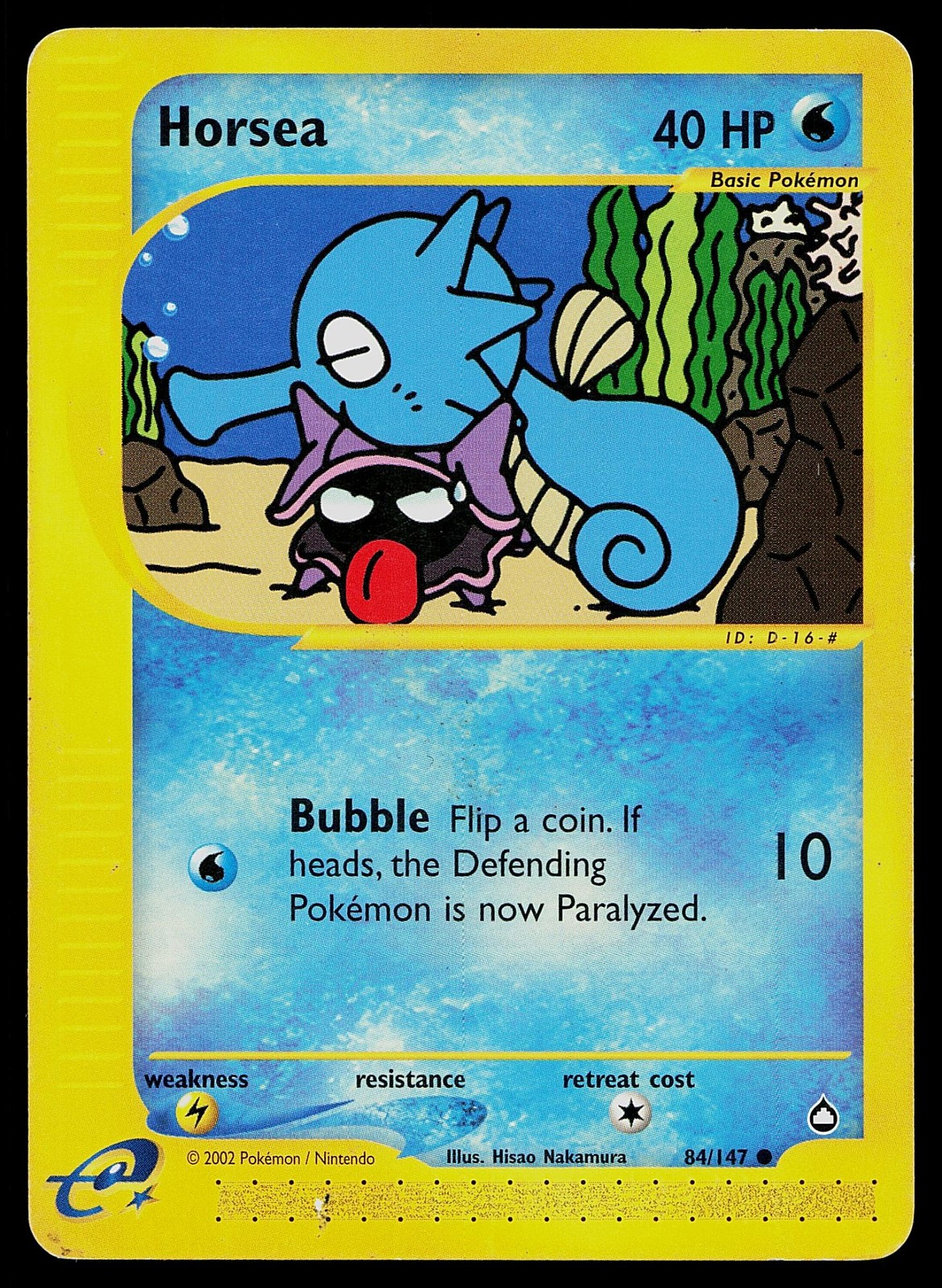 Pokemon Card Aquapolis Horsea 84/147 Common