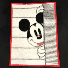 Vtg Biederlack Mickey Mouse Disney Baby Crib Lap Plush Acrylic Blanket USA 29x39