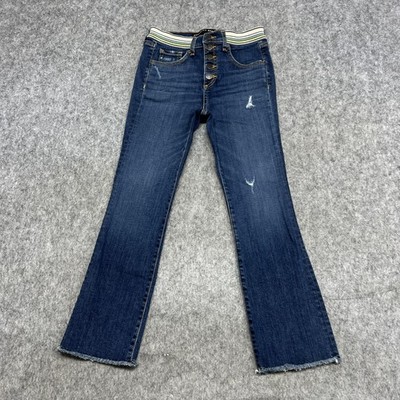 Veronica Beard Jeans Womens 25 Blue Carolyn Baby Boot Mid Rise Bootcut Raw Hem