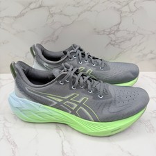 ASICS Novablast 4 Mens Size 11 Running Shoes Grey White Lime Green 1011B905