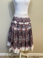 Talbots Women s paisley pleated A-line cotton blend skirt Size 4 Spring Summer