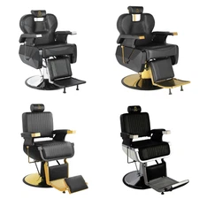 Barber Chair Hydraulic Reclining Salon Chair 360° Rotation for Hair Stylist Gold