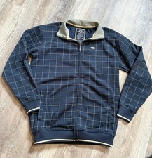 VTG Y2K Ecko Unltd Windowpane Grid Track Jacket Navy Blue Full Zip Size M Flaws
