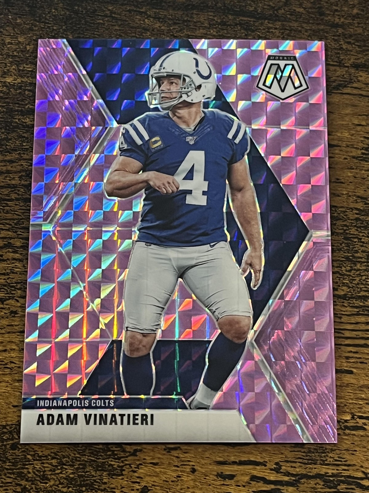 2020 Panini Mosaic #95 Adam Vinatieri Prizm Purple #/49