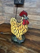 Vintage Tiffany Style Stained Glass Rooster Lamp, Farmhouse, 14"