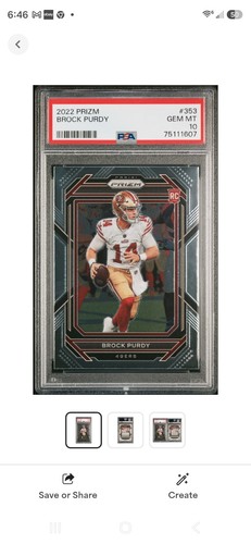 Brock Purdy 2022 Panini Prizm Rookie Football Card #353 Graded PSA 10