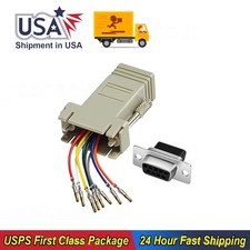 DB9 9-Pin Serial RS232 Female to RJ45 Network Ethernet Modular Adapter Ivory,F/F