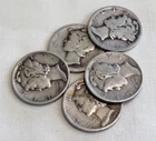 MERCURY SILVER DIMES LOT OF 5 - 90% SILVER U.S. COINS ~ 1920 D   1945 S ~ Circ.