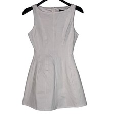 Lulu's Fit and Flare Mini Tank Ponte Knit Stretch Dress White Sz XS
