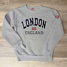 Vintage 90s Y2K UK Union Jack Cool London England Embroidered Sweatshirt Medium