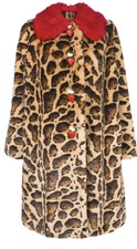 D&g Leopard Fur Contrast Collar Coat Ladies Size 8/10 #ref105