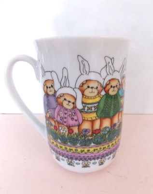 Vintage 1984 Lucy and Me Bears Easter Bunnies Mug Lucy Rigg Enesco
