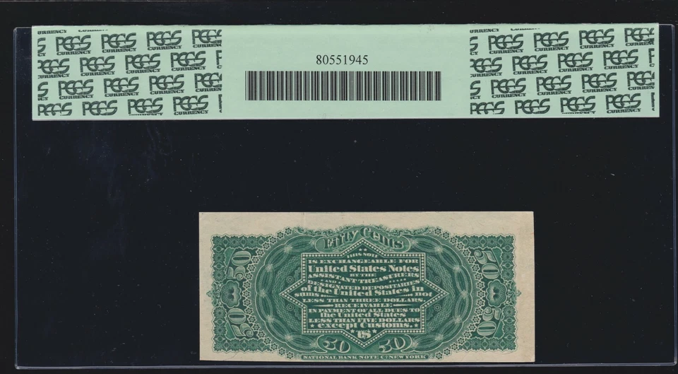 US 50c Fractional Currency Note Fourth Issue FR 1374 PCGS 55 Ch AU appr - Image 2 of 2