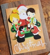 Adorable SANTA  CHILDREN Christmas Metal Cutting Die Card Making Scrapbook Page