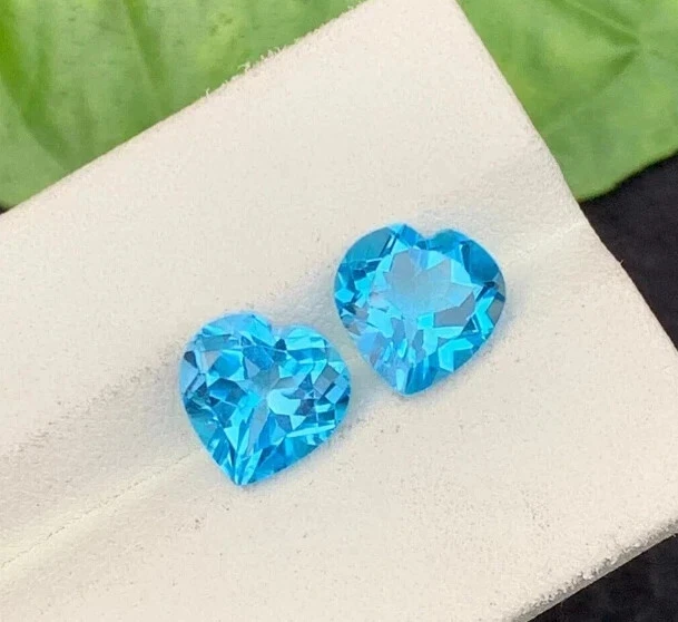 Piedra preciosa corazón suelto turmalina azul paraiba natural de 9,20 quilates con certificación AAA + 2 piezas Foto 3 de 4