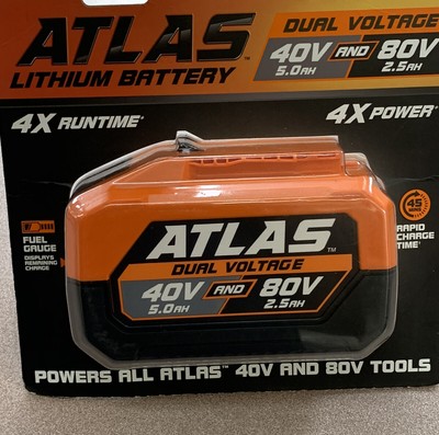 ATLAS 57014 LITHIUM BATTERY 40V 5.0AH AND 80V 2.5AH *NEW* 792363570145