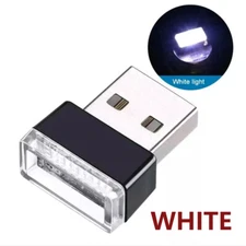 1Pcs White USB Car Interior Atmosphere Lamps, Universal Mini Led USB Lights for