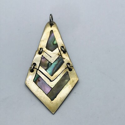 VINTAGE SOUTHWESTERN PUZZLE PENDANT SHELL INLAY MARKED JEWELRY