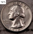 1936 Washington Quarter - Choice Almost Uncirculated AU -- 90% Silver