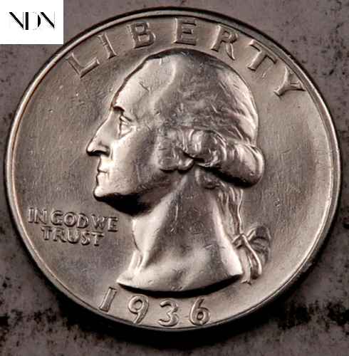 1936 Washington Quarter - Choice Almost Uncirculated AU -- 90% Silver