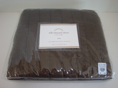 Pottery Barn Silk Cotton Channel Stitched Two-Toned Euro Sham Espresso Brown