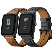 20mm Premium Genuine Leather Watch Band Strap For Amazfit Bip 3 U Pro S Lite