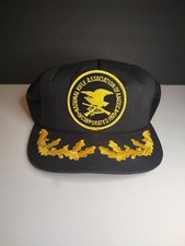 Vintage NRA Trucker Hat Snapback Embroidered Golden Laurels Black Made In USA