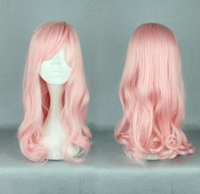 Fashion Long Pink Straight Wavy Curly Women Lady Cosplay Party Hair Wig Wigs Cap