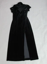 Vintage Night Way Dress Size 10P Black Velvet Y2K 90s Vamp Goth Prom Gown USA