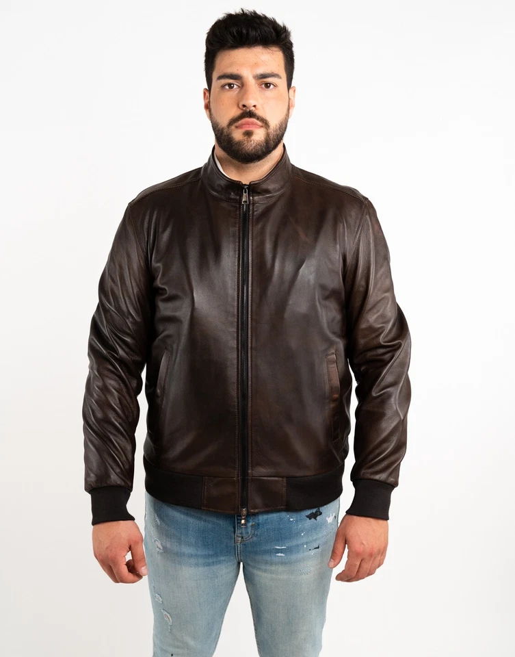 BOMBER GIUBBINO GIUBBOTTO IN DI PELLE UOMO ART U0086 TAGLIE DA 60 A 68 Foto 2 de 4
