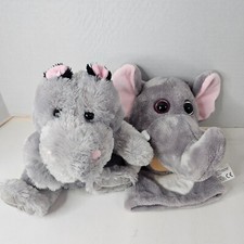 Kellytoys Hippopotamus Elephant Hand Puppet Plush Stuffed Animal Pretending Play
